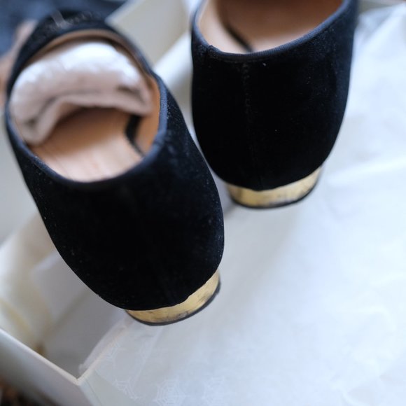 CHARLOTTE OLYMPIA Black Velvet Spider Web Flats (Size 37) - Picture 8 of 8
